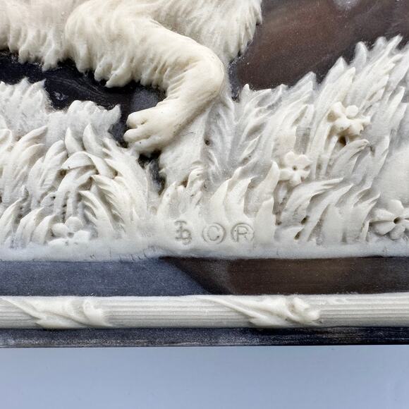 Vintage Incolay Stone Jewelry Box Hunting Dog Scene Pointer - Picture 6 of 16